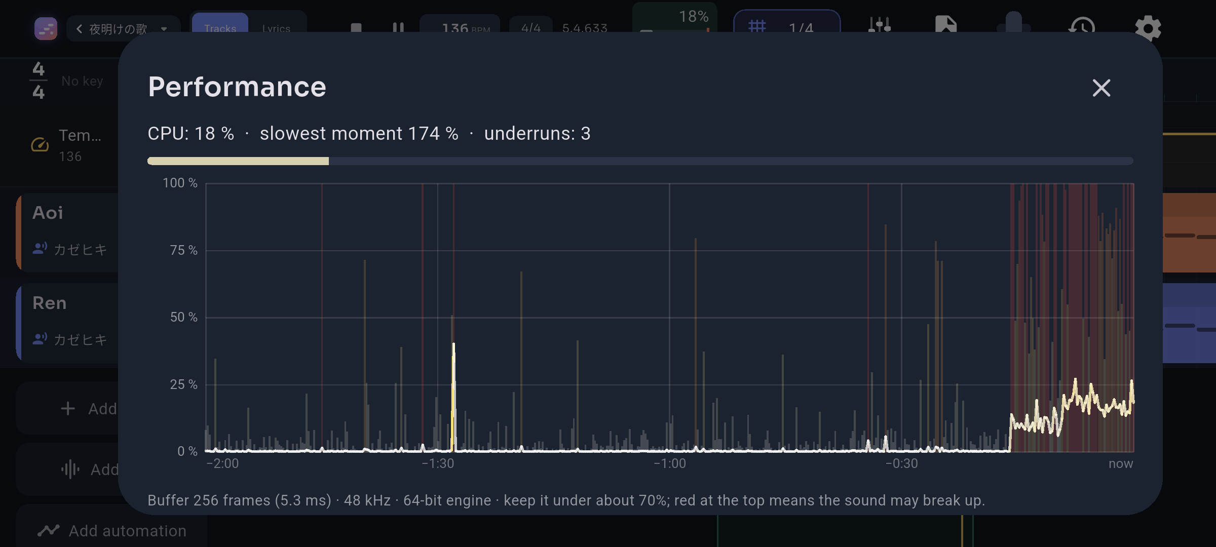 Tap the CPU meter to see how hard your phone is working, now and over the last two minutes.